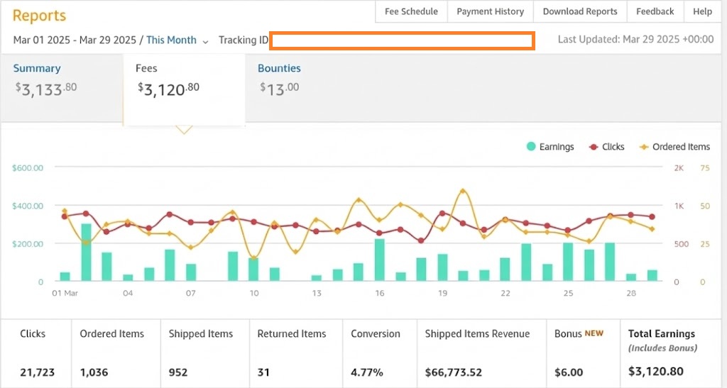 Tech Niche Site Earnings Graph